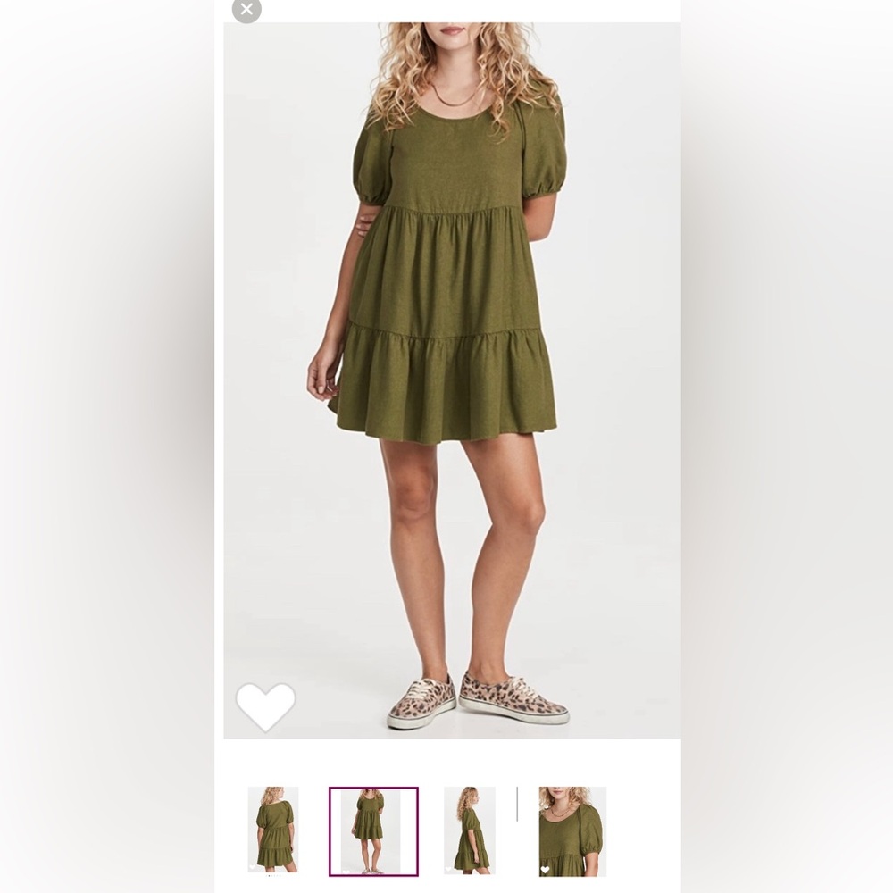 Madewell Olive Green Puff Sleeve Dress